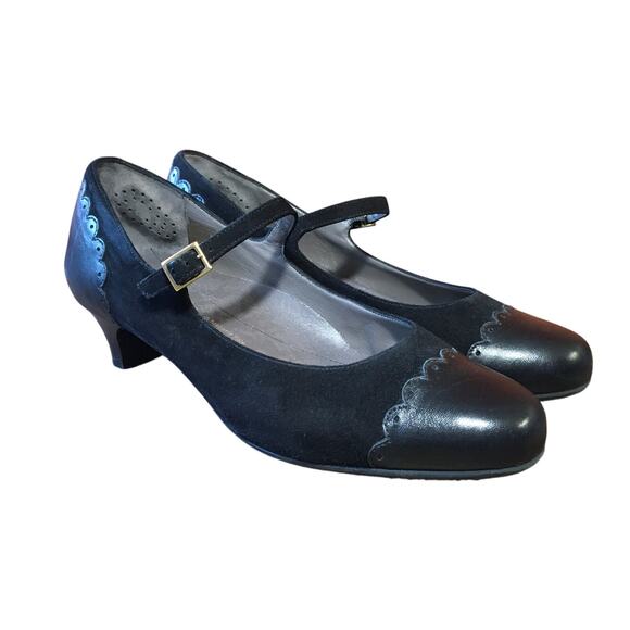 SAS San Antonio Shoes Cate Mary Jane Pump Black Womens 8 W Heel Retro Coquette - Picture 2 of 10